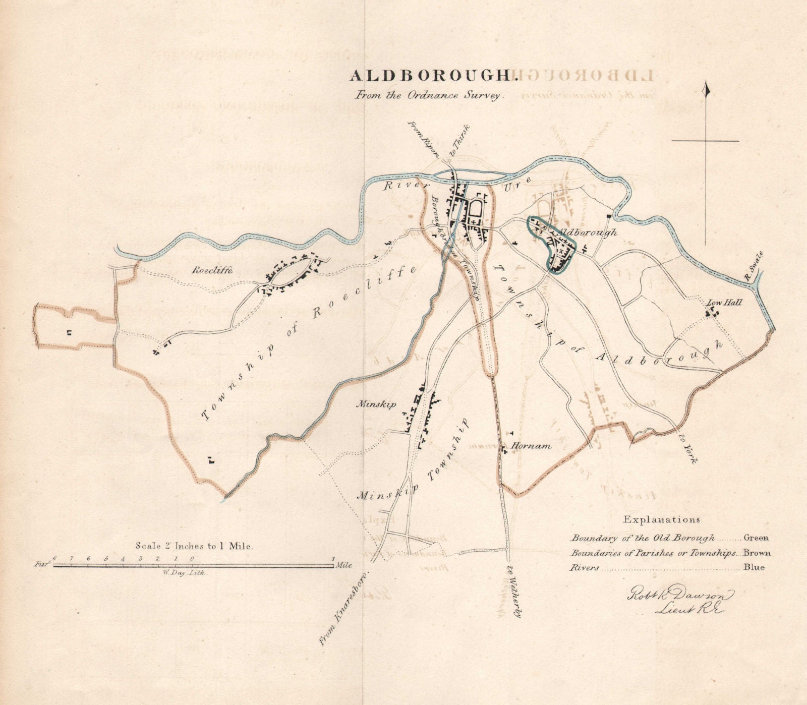BOROUGHBRIDGE/ALDBOROUGH borough/town plan REFORM ACT Yorkshire. DAWSON 1832 map